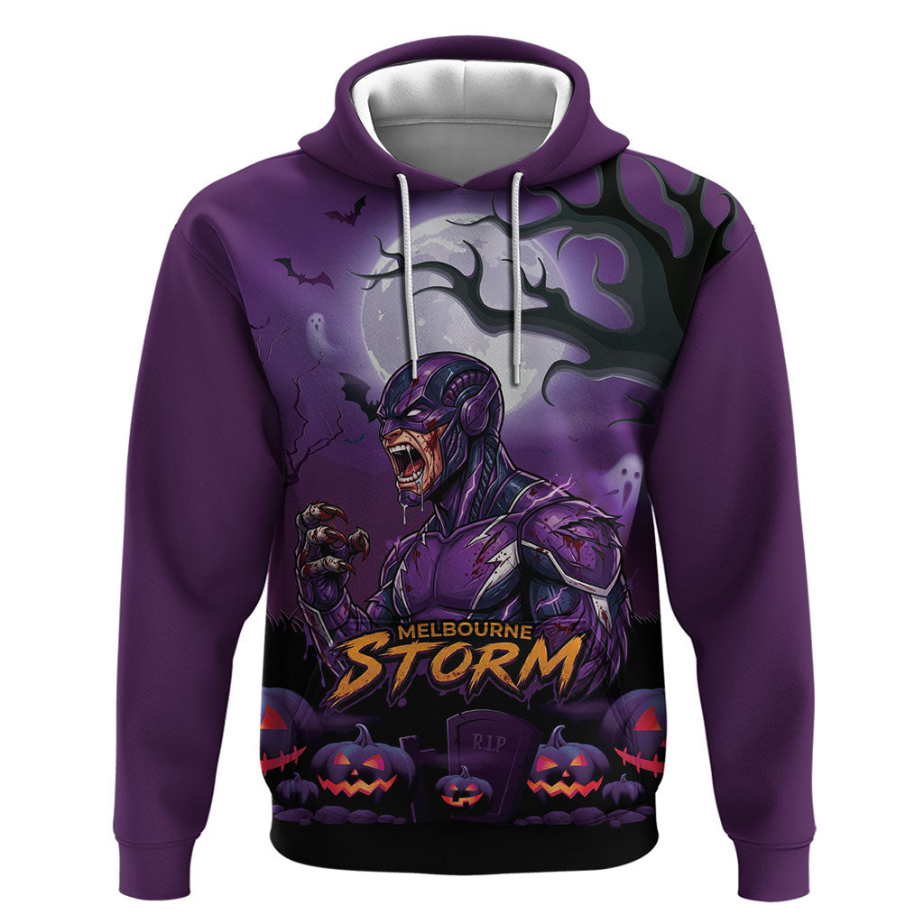 Custom Halloween Melbourne Storm Hoodie Spooky Australia Mascot Rugby