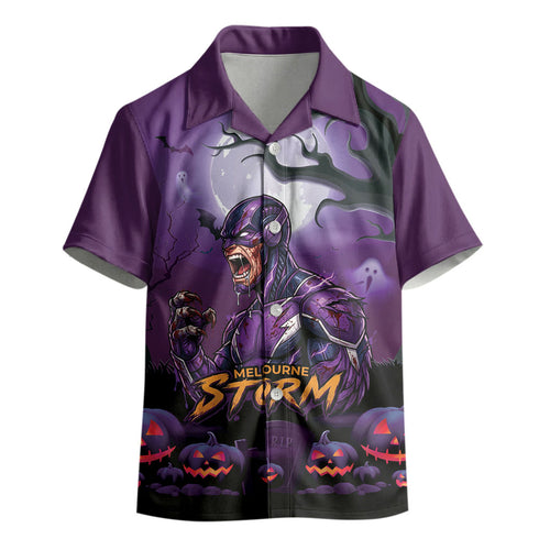 Custom Halloween Melbourne Storm Kid Hawaiian Shirt Spooky Australia Mascot Rugby