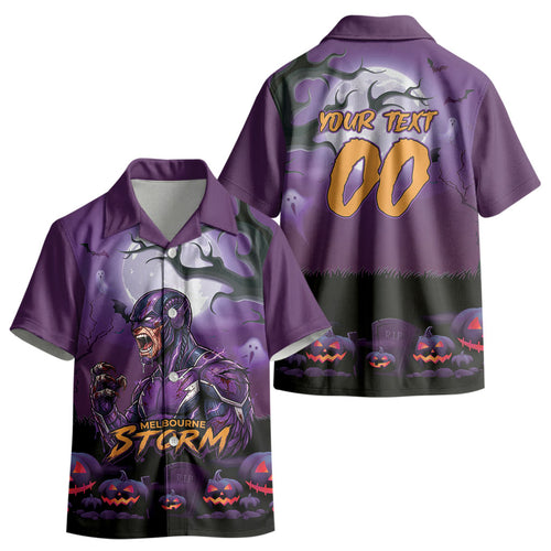 Custom Halloween Melbourne Storm Kid Hawaiian Shirt Spooky Australia Mascot Rugby