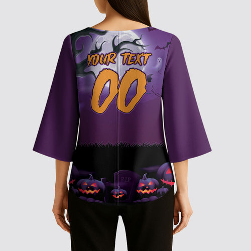 Custom Halloween Melbourne Storm Kimono Sleeve Blouse Spooky Australia Mascot Rugby