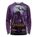 Custom Halloween Melbourne Storm Long Sleeve Shirt Spooky Australia Mascot Rugby
