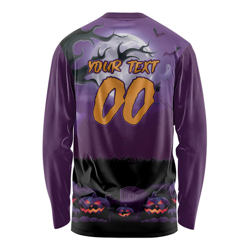 Custom Halloween Melbourne Storm Long Sleeve Shirt Spooky Australia Mascot Rugby