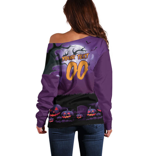 Custom Halloween Melbourne Storm Off Shoulder Sweater Spooky Australia Mascot Rugby