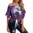 Custom Halloween Melbourne Storm Off Shoulder Wrap Waist Top Spooky Australia Mascot Rugby