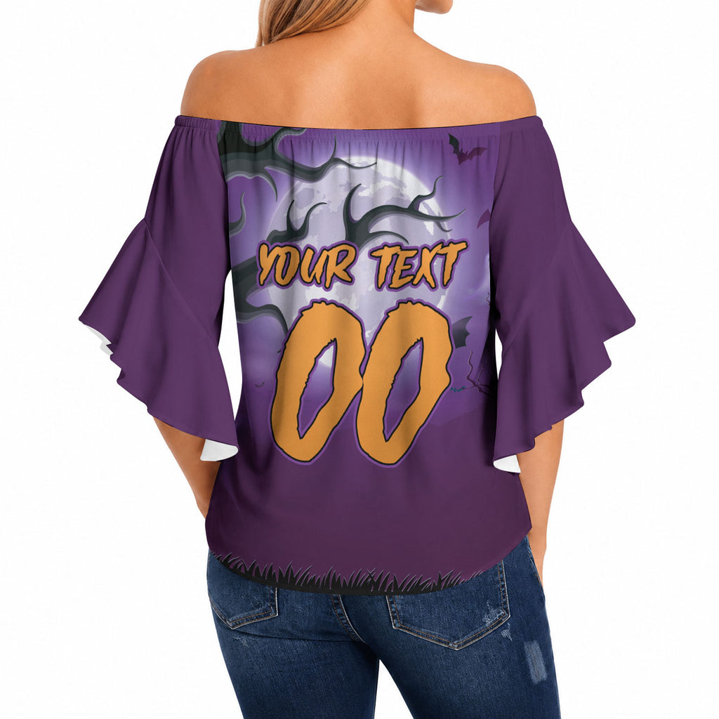 Custom Halloween Melbourne Storm Off Shoulder Wrap Waist Top Spooky Australia Mascot Rugby