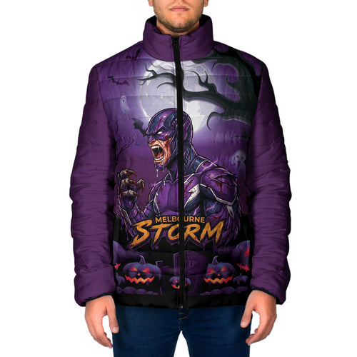 Custom Halloween Melbourne Storm Padded Jacket Spooky Australia Mascot Rugby