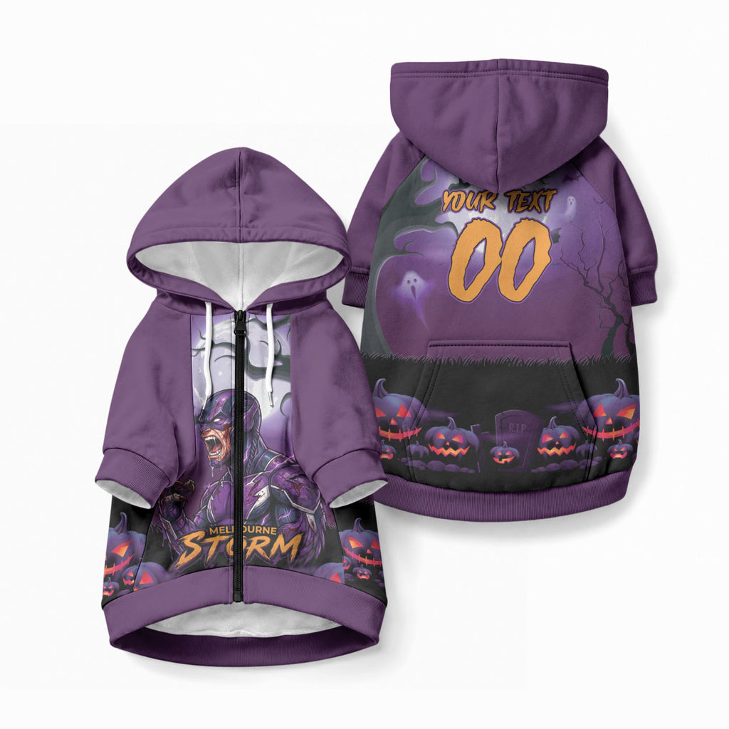 Custom Halloween Melbourne Storm Pet Hoodie Spooky Australia Mascot Rugby