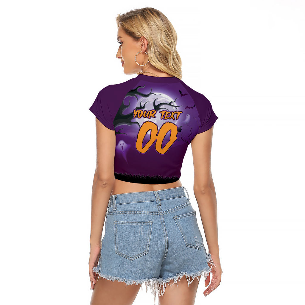 Custom Halloween Melbourne Storm Raglan Cropped T Shirt Spooky Australia Mascot Rugby