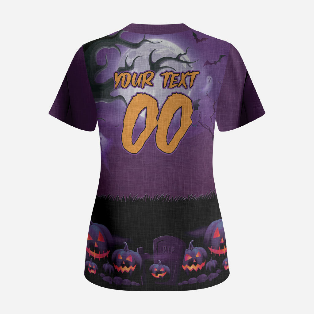 Custom Halloween Melbourne Storm Scrub Top Spooky Australia Mascot Rugby