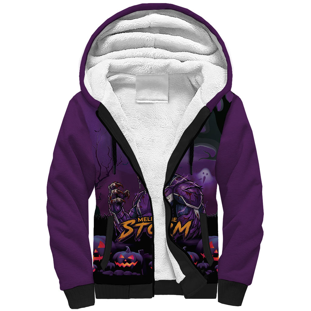 Custom Halloween Melbourne Storm Sherpa Hoodie Spooky Australia Mascot Rugby