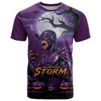 Custom Halloween Melbourne Storm T Shirt Spooky Australia Mascot Rugby