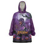 Custom Halloween Melbourne Storm Wearable Blanket Hoodie Spooky Australia Mascot Rugby