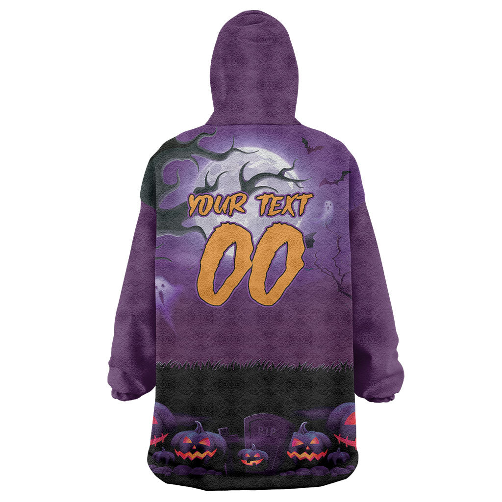 Custom Halloween Melbourne Storm Wearable Blanket Hoodie Spooky Australia Mascot Rugby