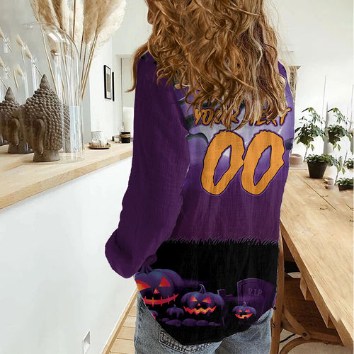 Custom Halloween Melbourne Storm Women Casual Shirt Spooky Australia Mascot Rugby