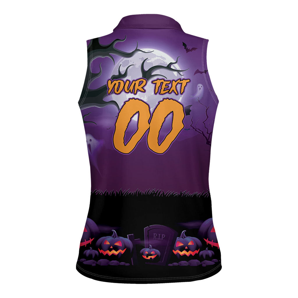 Custom Halloween Melbourne Storm Women Sleeveless Polo Shirt Spooky Australia Mascot Rugby