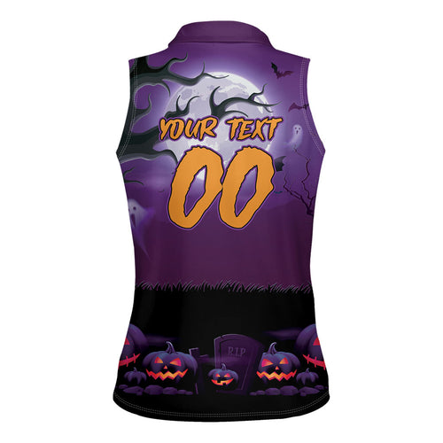 Custom Halloween Melbourne Storm Women Sleeveless Polo Shirt Spooky Australia Mascot Rugby