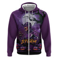 Custom Halloween Melbourne Storm Zip Hoodie Spooky Australia Mascot Rugby