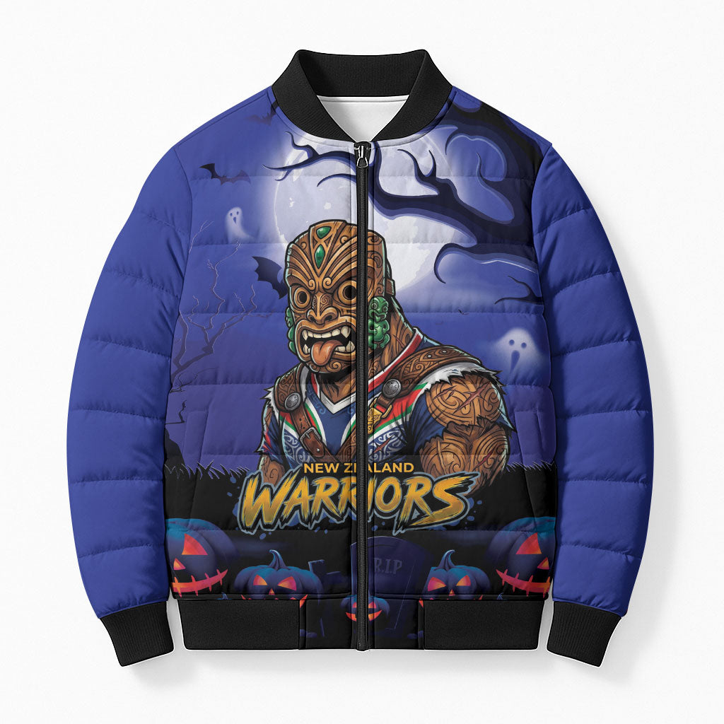 Custom Halloween New-Zealand Warriors Bomber Puffer Jacket Spooky Australia Mascot Rugby