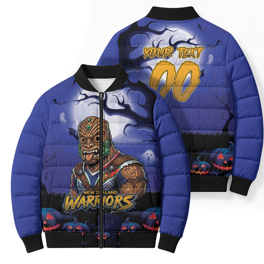 Custom Halloween New-Zealand Warriors Bomber Puffer Jacket Spooky Australia Mascot Rugby