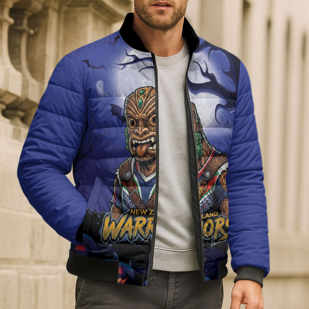 Custom Halloween New-Zealand Warriors Bomber Puffer Jacket Spooky Australia Mascot Rugby