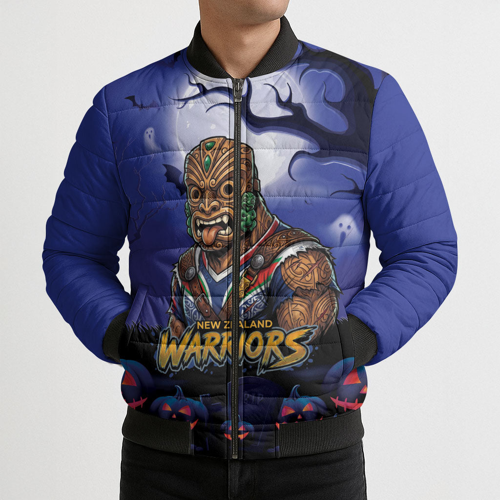 Custom Halloween New-Zealand Warriors Bomber Puffer Jacket Spooky Australia Mascot Rugby