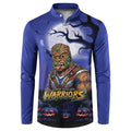 Custom Halloween New-Zealand Warriors Button Sweatshirt Spooky Australia Mascot Rugby