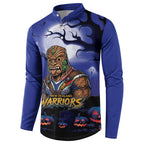 Custom Halloween New-Zealand Warriors Button Sweatshirt Spooky Australia Mascot Rugby