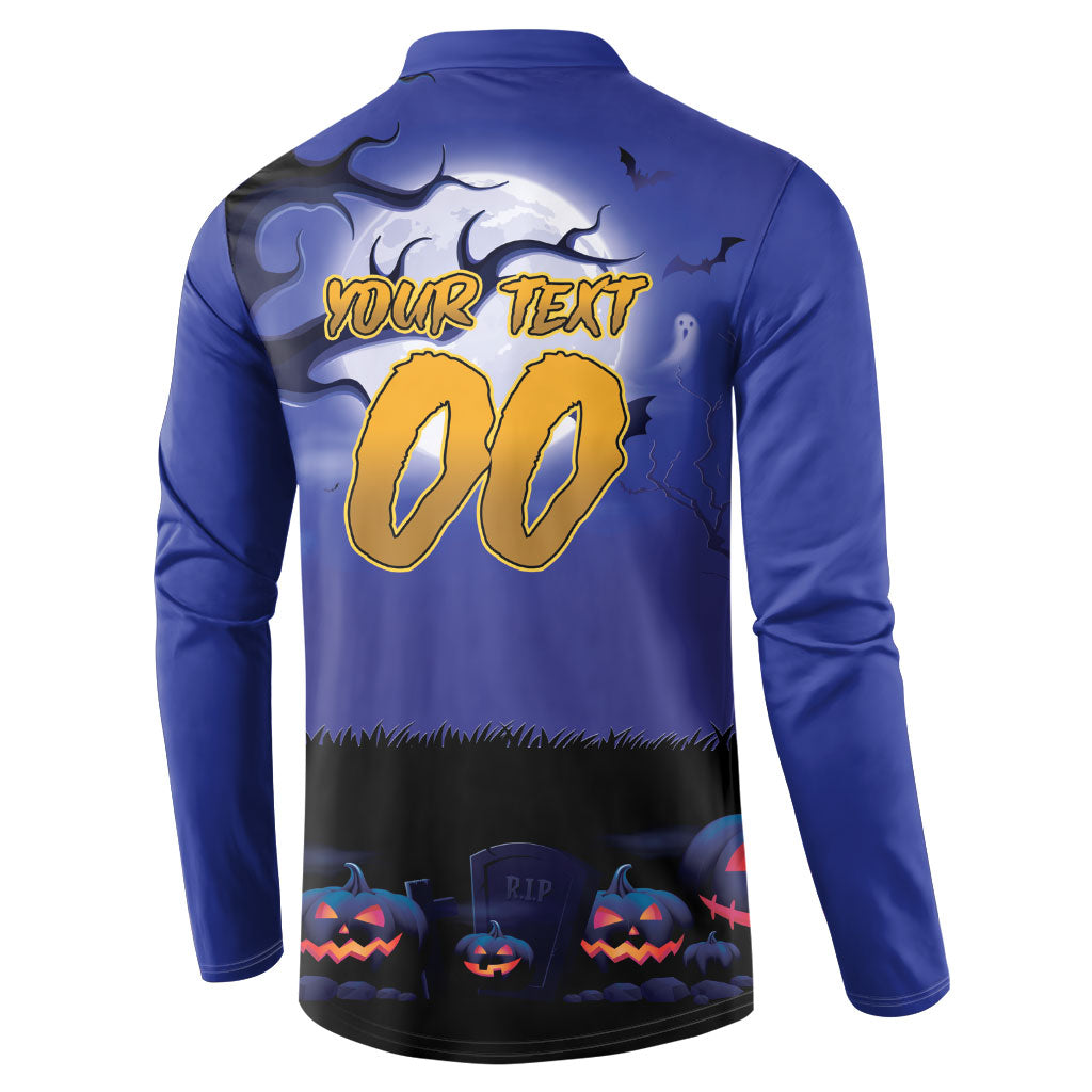 Custom Halloween New-Zealand Warriors Button Sweatshirt Spooky Australia Mascot Rugby
