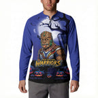 Custom Halloween New-Zealand Warriors Button Sweatshirt Spooky Australia Mascot Rugby