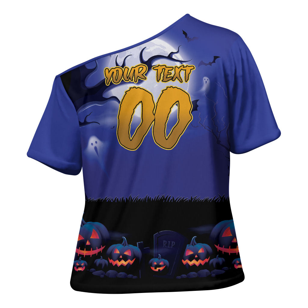 Custom Halloween New-Zealand Warriors Cross Shoulder Shirt Spooky Australia Mascot Rugby