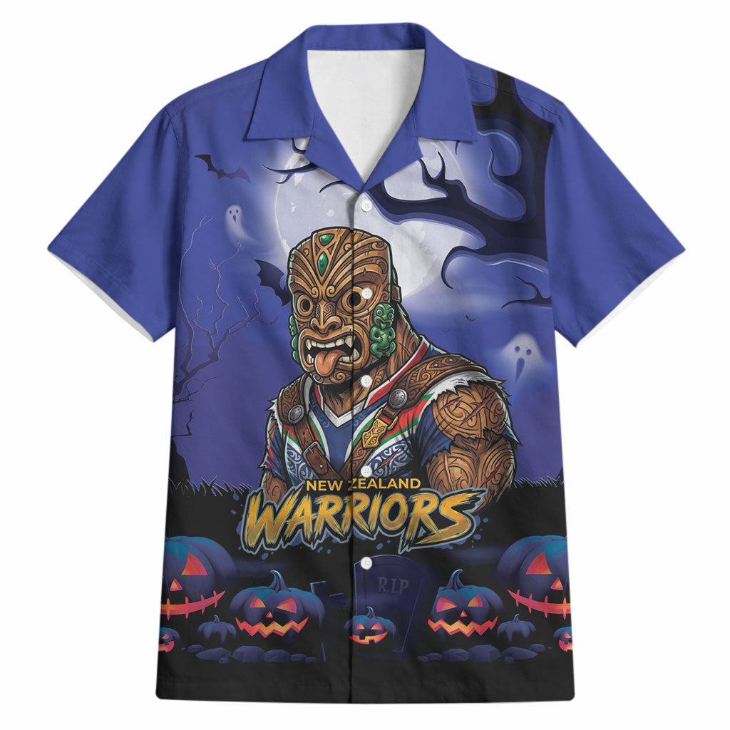 Custom Halloween New-Zealand Warriors Hawaiian Shirt Spooky Australia Mascot Rugby