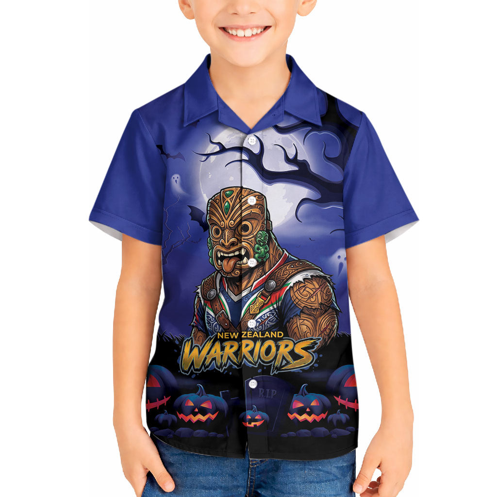 Custom Halloween New-Zealand Warriors Hawaiian Shirt Spooky Australia Mascot Rugby