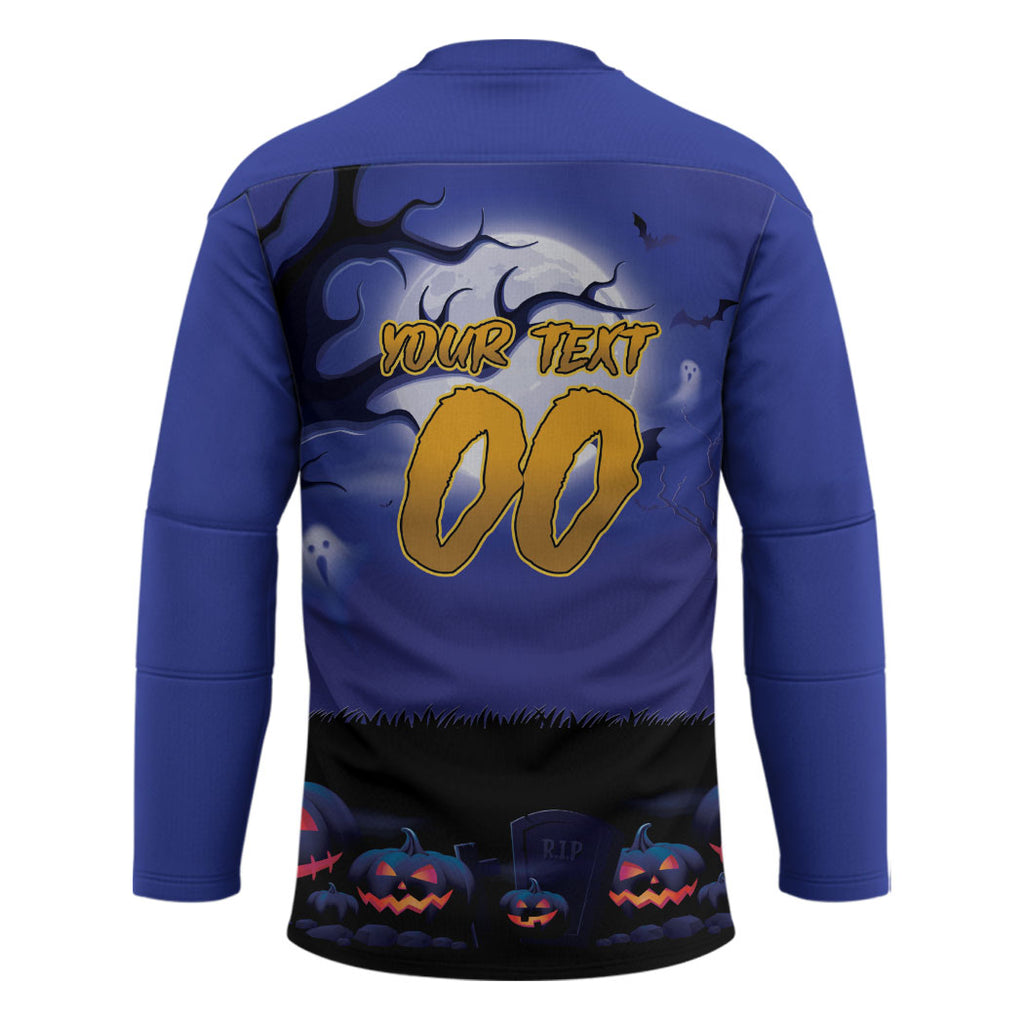 Custom Halloween New-Zealand Warriors Hockey Jersey Spooky Australia Mascot Rugby