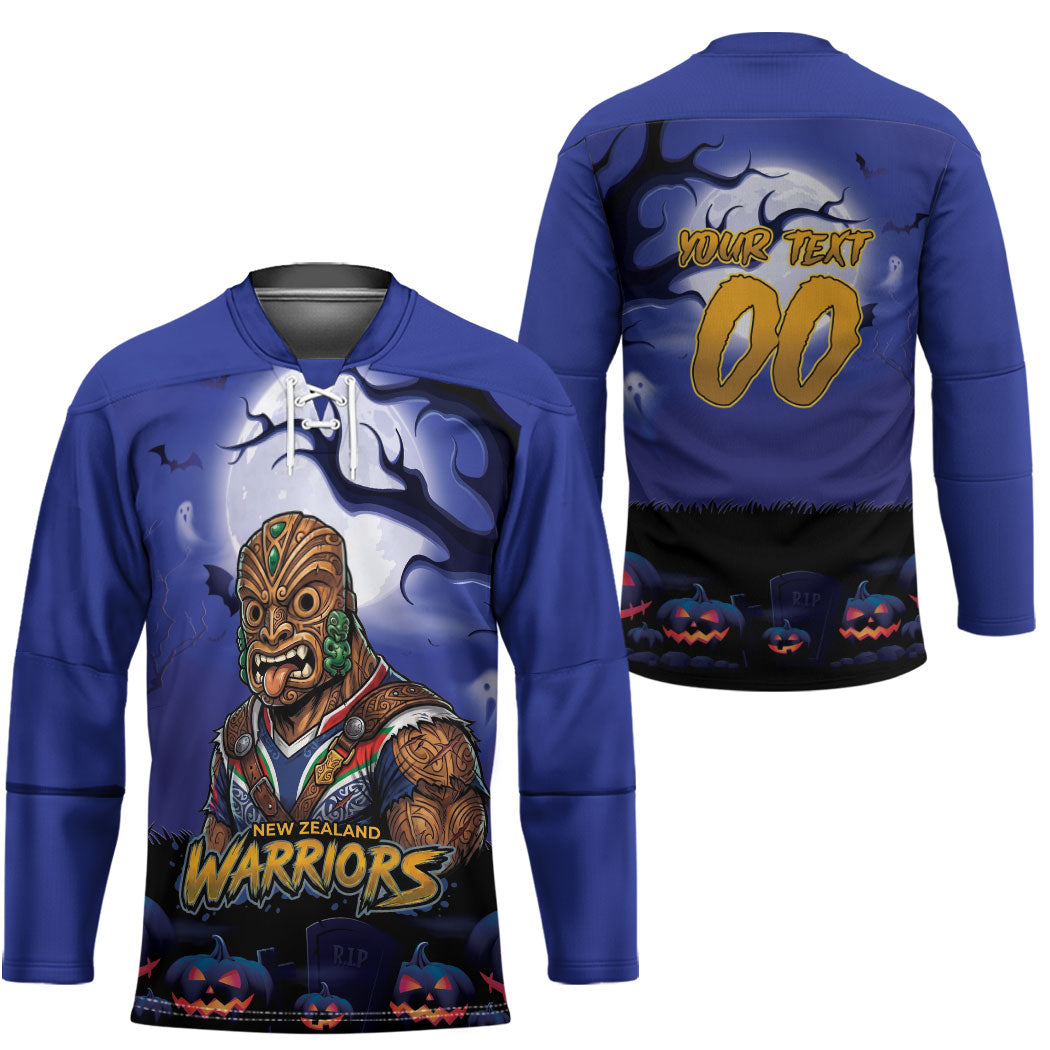 Custom Halloween New-Zealand Warriors Hockey Jersey Spooky Australia Mascot Rugby