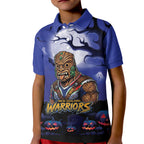Custom Halloween New-Zealand Warriors Kid Polo Shirt Spooky Australia Mascot Rugby