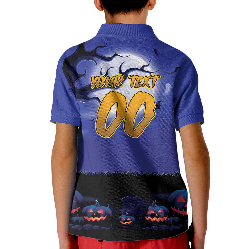 Custom Halloween New-Zealand Warriors Kid Polo Shirt Spooky Australia Mascot Rugby