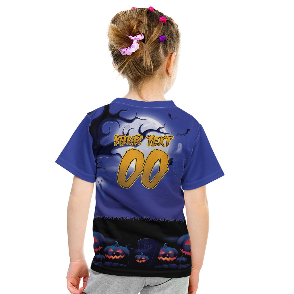 Custom Halloween New-Zealand Warriors Kid T Shirt Spooky Australia Mascot Rugby