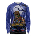 Custom Halloween New-Zealand Warriors Long Sleeve Shirt Spooky Australia Mascot Rugby
