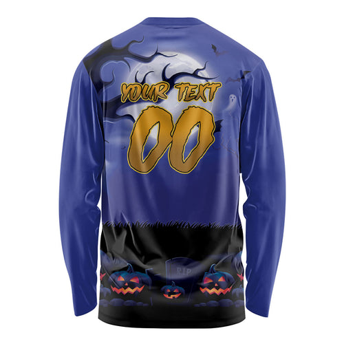 Custom Halloween New-Zealand Warriors Long Sleeve Shirt Spooky Australia Mascot Rugby