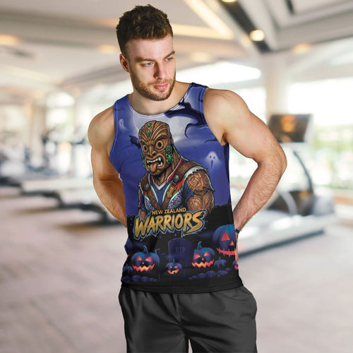 Custom Halloween New-Zealand Warriors Men Tank Top Spooky Australia Mascot Rugby