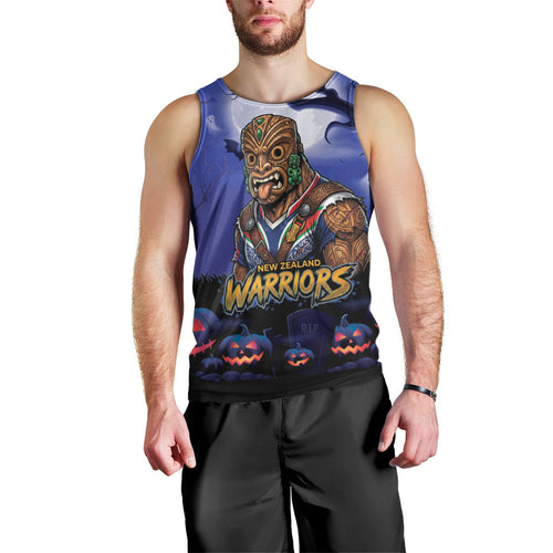 Custom Halloween New-Zealand Warriors Men Tank Top Spooky Australia Mascot Rugby