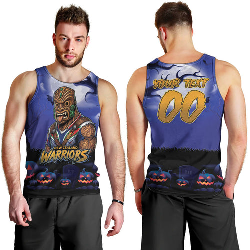 Custom Halloween New-Zealand Warriors Men Tank Top Spooky Australia Mascot Rugby