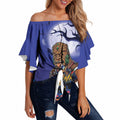 Custom Halloween New-Zealand Warriors Off Shoulder Wrap Waist Top Spooky Australia Mascot Rugby