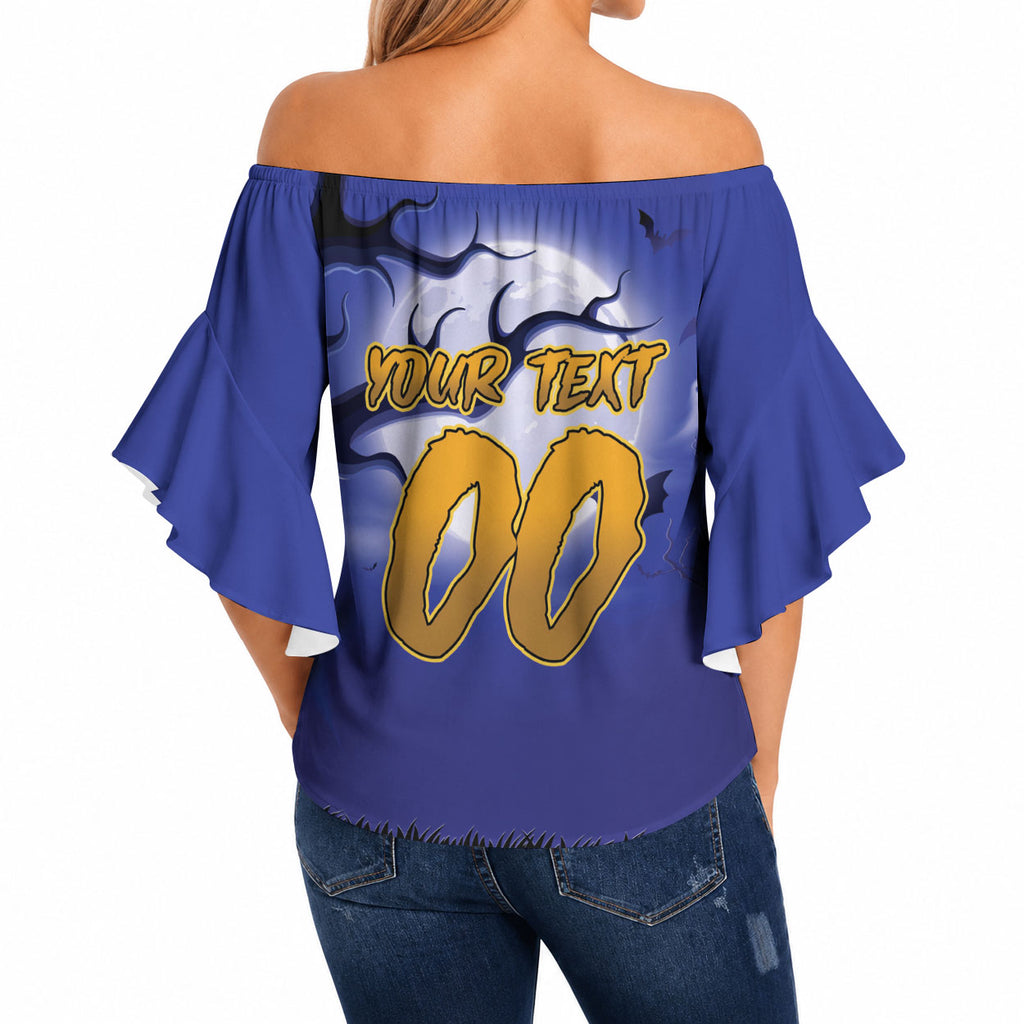 Custom Halloween New-Zealand Warriors Off Shoulder Wrap Waist Top Spooky Australia Mascot Rugby