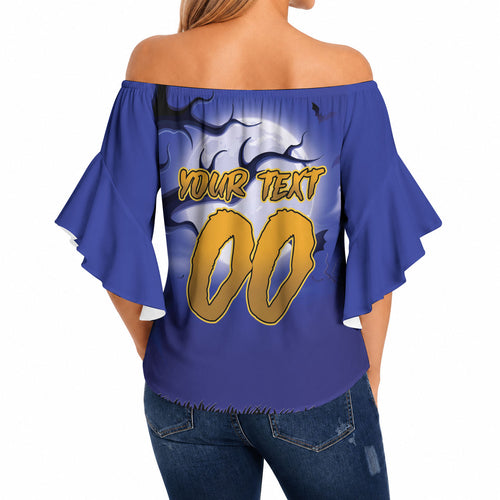 Custom Halloween New-Zealand Warriors Off Shoulder Wrap Waist Top Spooky Australia Mascot Rugby