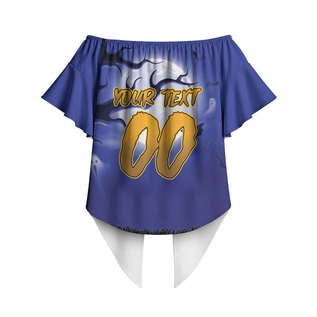 Custom Halloween New-Zealand Warriors Off Shoulder Wrap Waist Top Spooky Australia Mascot Rugby