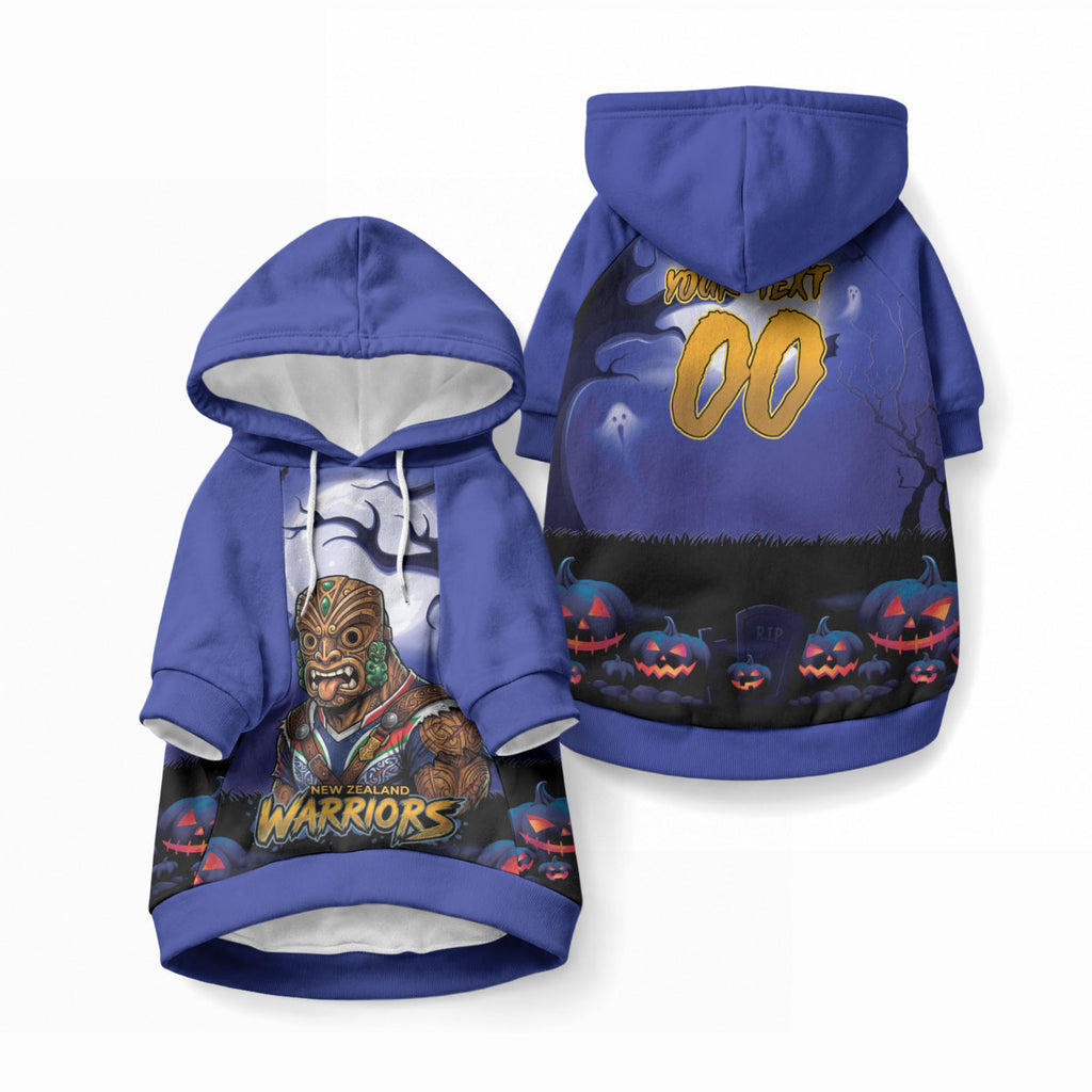 Custom Halloween New-Zealand Warriors Pet Hoodie Spooky Australia Mascot Rugby