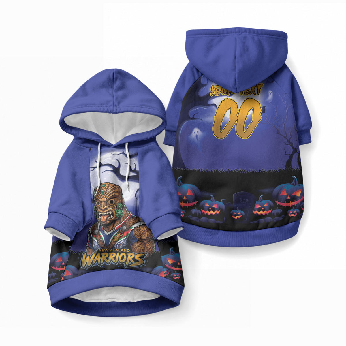 Custom Halloween New-Zealand Warriors Pet Hoodie Spooky Australia Mascot Rugby