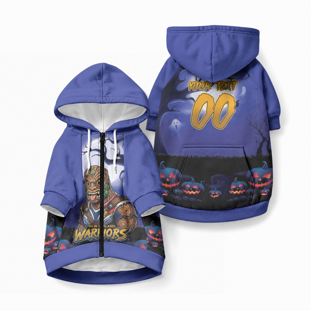 Custom Halloween New-Zealand Warriors Pet Hoodie Spooky Australia Mascot Rugby