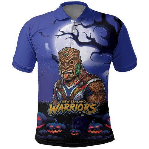 Custom Halloween New-Zealand Warriors Polo Shirt Spooky Australia Mascot Rugby
